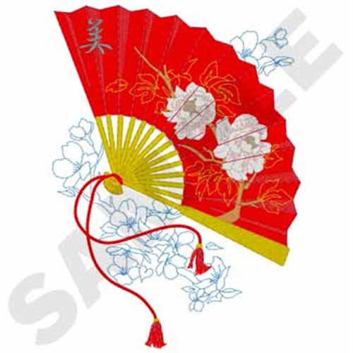 Oriental Fan Machine Embroidery Design