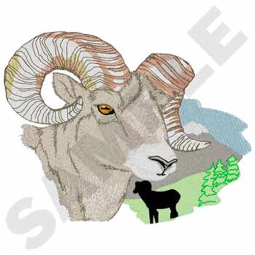 Bighorn Ram Machine Embroidery Design