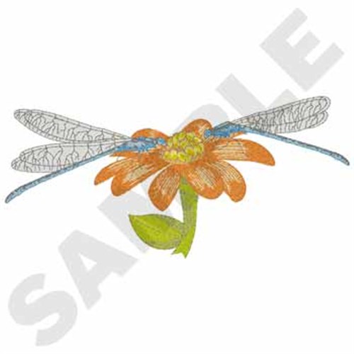 Dragonflies On Flower Machine Embroidery Design