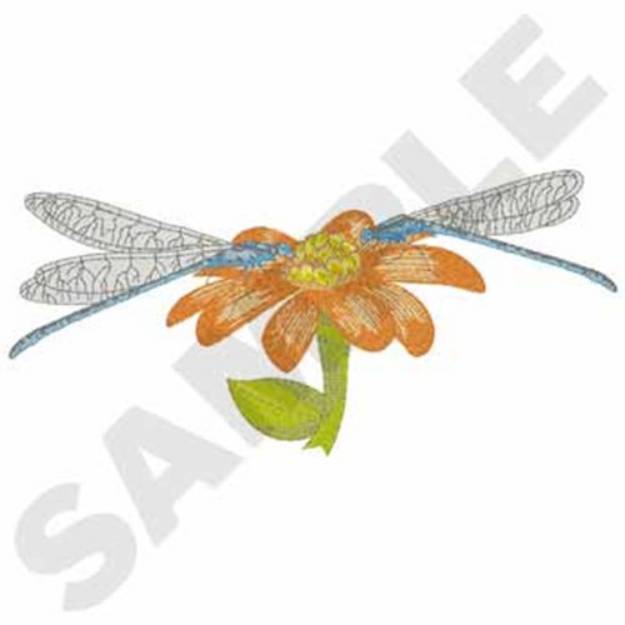 Picture of Dragonflies On Flower Machine Embroidery Design