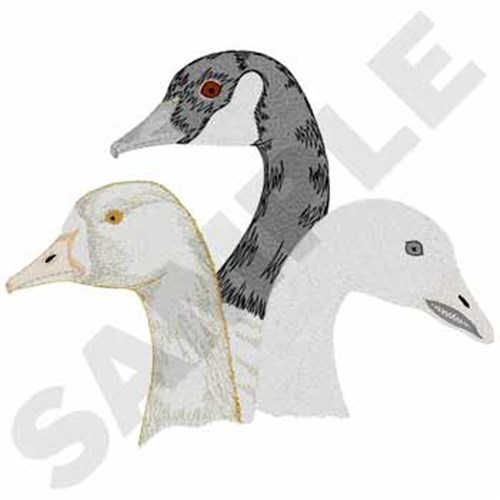 Geese Heads Machine Embroidery Design