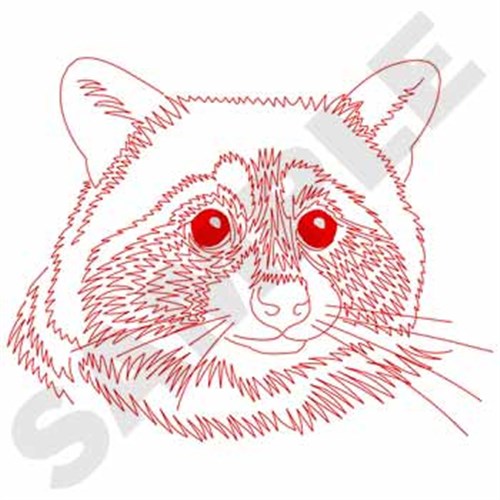 Raccoon Redwork Machine Embroidery Design