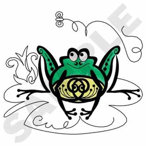 Frog On Lily Pad Machine Embroidery Design