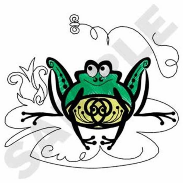 Picture of Frog On Lily Pad Machine Embroidery Design