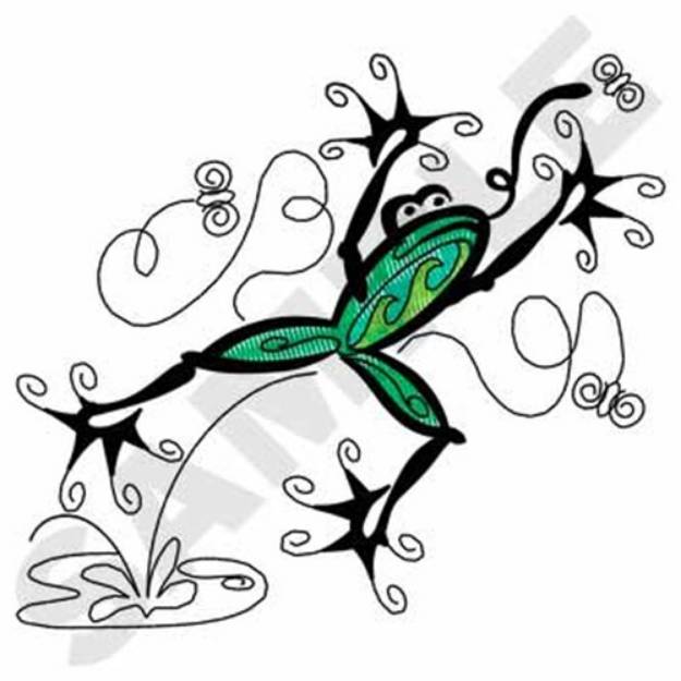 Picture of Frog With Flies Machine Embroidery Design