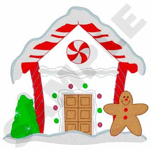 Gingerbread House Applique Machine Embroidery Design
