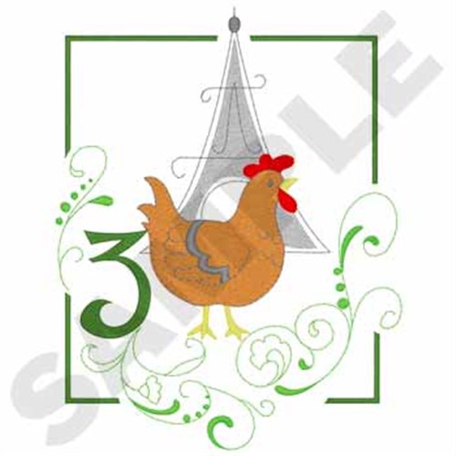 French Hens Machine Embroidery Design