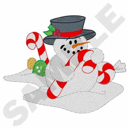 Snowman With Candy Machine Embroidery Design
