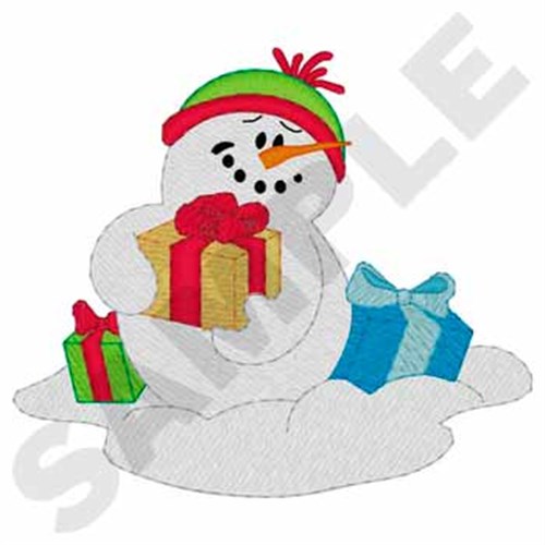 Snowman With Presents Machine Embroidery Design