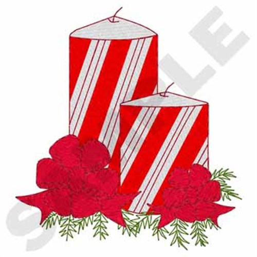 Candy Cane Candle Machine Embroidery Design