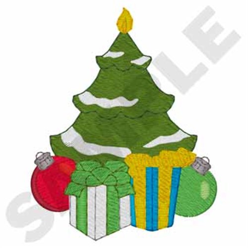 Christmas Tree Candle Machine Embroidery Design