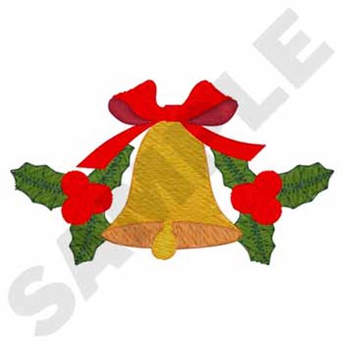 Bell with Holly Machine Embroidery Design