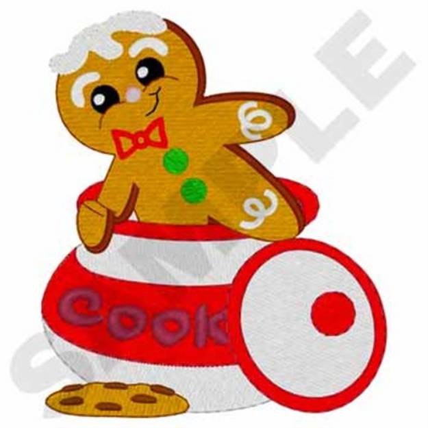 Picture of Gingerbread Man In Cookie Jar Machine Embroidery Design