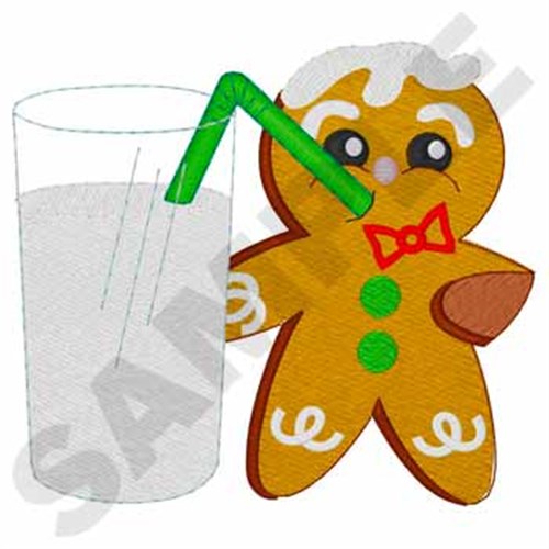 Gingerbread Man W/Milk Machine Embroidery Design