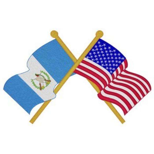 Picture of US & Guatemala Flags Machine Embroidery Design