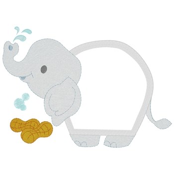 Baby Elephant Applique Machine Embroidery Design
