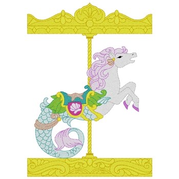 Carousel Seahorse Machine Embroidery Design