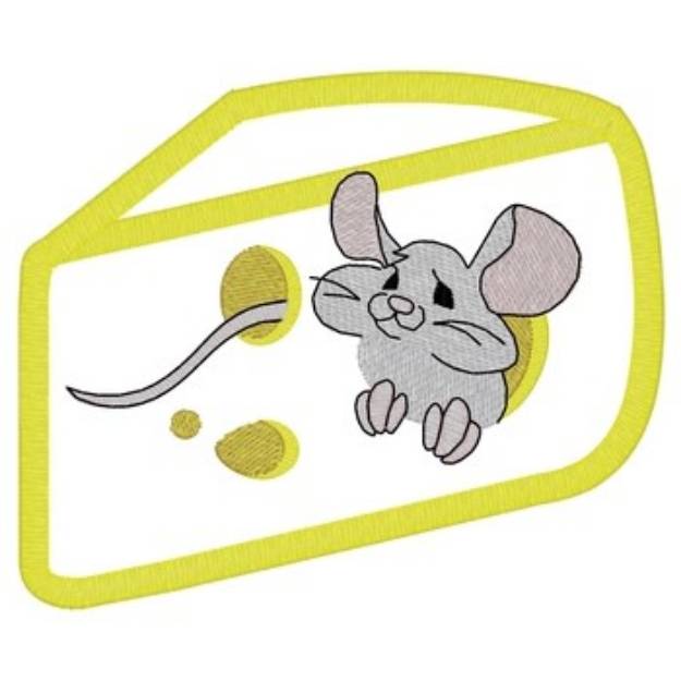 Picture of Mouse In Cheese Applique Machine Embroidery Design
