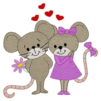 Mice In Love Machine Embroidery Design