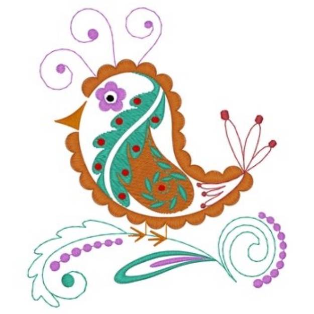 Picture of Paisley Quail Machine Embroidery Design