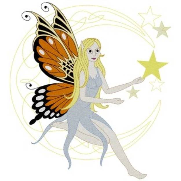Picture of Fairy On Moon Machine Embroidery Design
