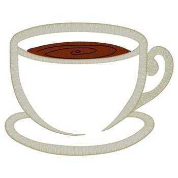 Coffee Cup Applique Machine Embroidery Design