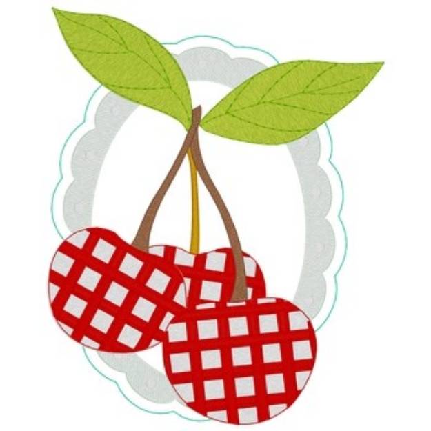 Picture of Gingham Cherries Machine Embroidery Design