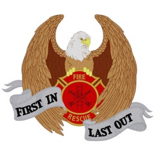 Picture of Bald Eagle Fire Rescue Machine Embroidery Design