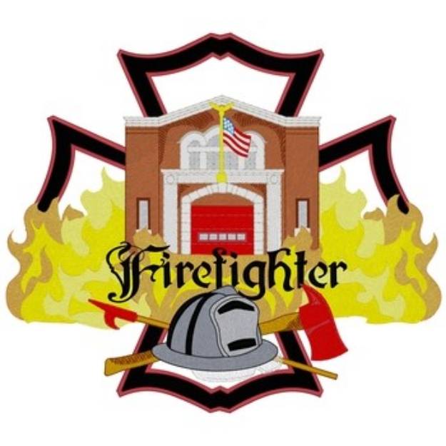Picture of Firehouse Firefighter Machine Embroidery Design