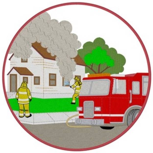 Picture of Burning Building Scene Machine Embroidery Design