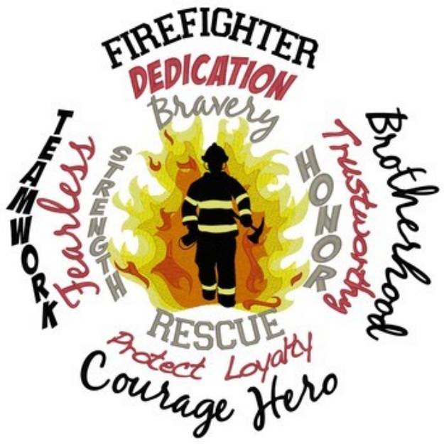 Picture of Firefighter Word Collage Machine Embroidery Design