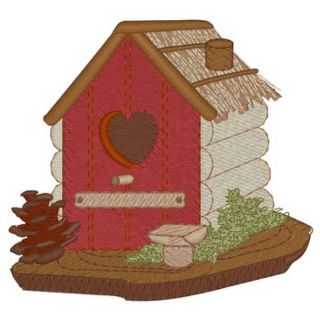 Picture of Heart Cabin Birdhouse Machine Embroidery Design