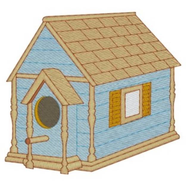 Picture of Brown & Blue Birdhouse Machine Embroidery Design