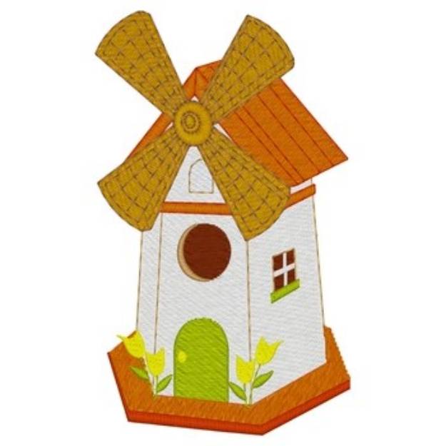 Picture of Windmill Birdhouse Machine Embroidery Design