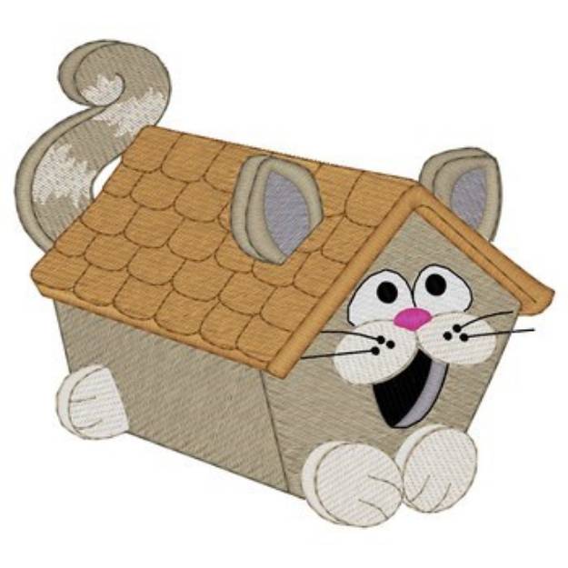 Picture of Cat Birdhouse Machine Embroidery Design