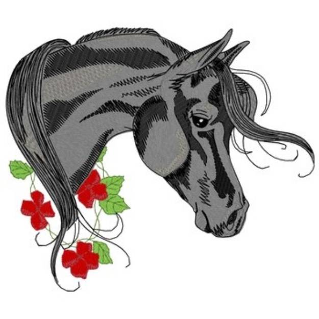 Picture of Black Arabian W/ Flowers Machine Embroidery Design
