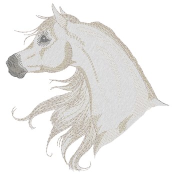 White Arabian Horse Machine Embroidery Design