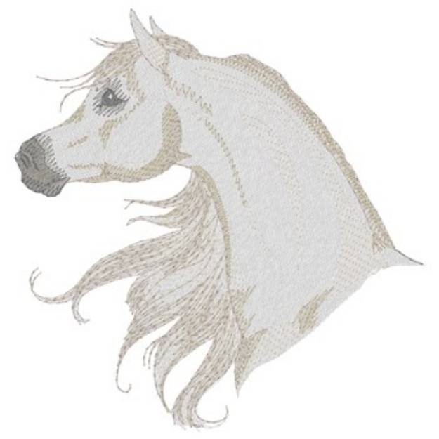 Picture of White Arabian Horse Machine Embroidery Design