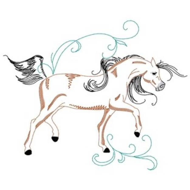 Picture of Galloping Arabian Horse Machine Embroidery Design