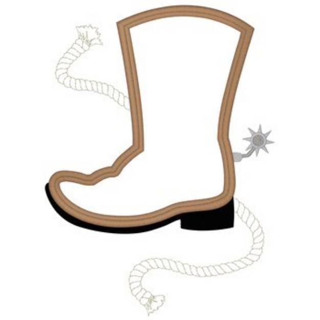 Picture of Cowboy Boot Outline Machine Embroidery Design