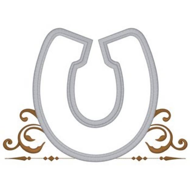 Picture of Horseshoe Outline Applique Machine Embroidery Design