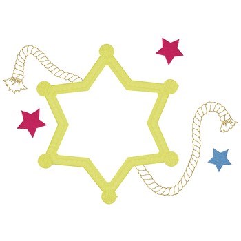 Sheriffs Badge W/ Stars Machine Embroidery Design