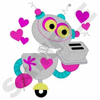 Robot In Love Machine Embroidery Design