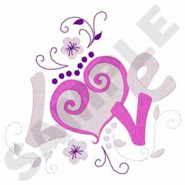 Picture of Love Heart Swirl Machine Embroidery Design