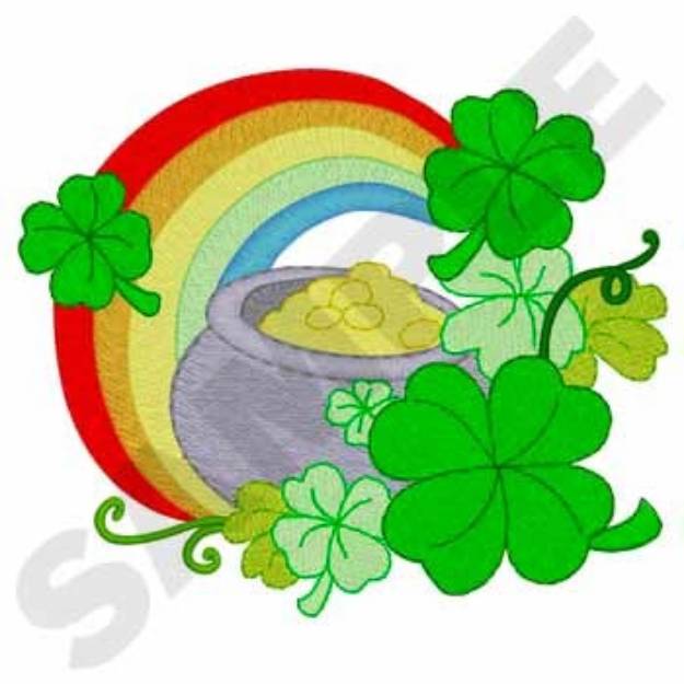 Picture of Shamrocks, Gold & Rainbow Machine Embroidery Design