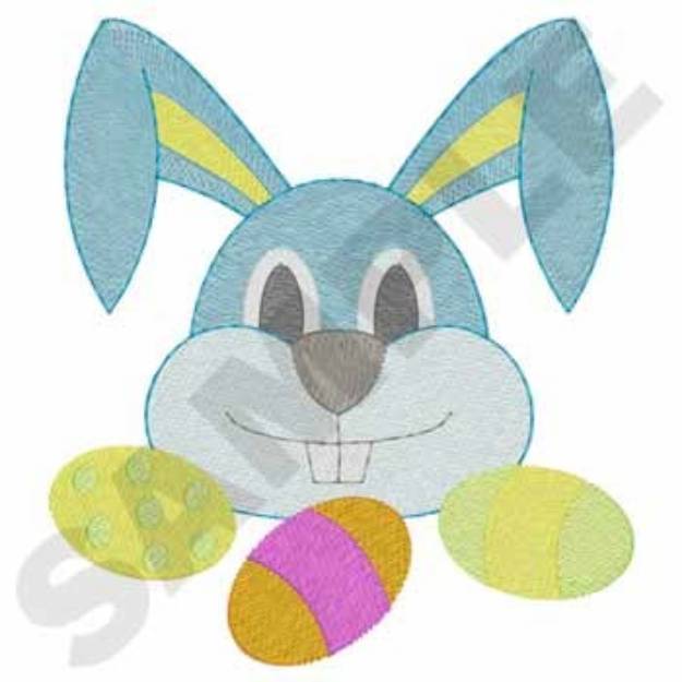 Picture of Easter Bunny W/ Eggs Machine Embroidery Design
