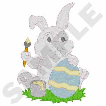Bunny Painting Eggs Machine Embroidery Design