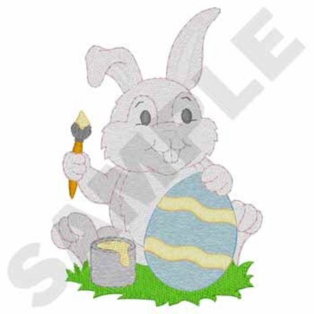 Picture of Bunny Painting Eggs Machine Embroidery Design
