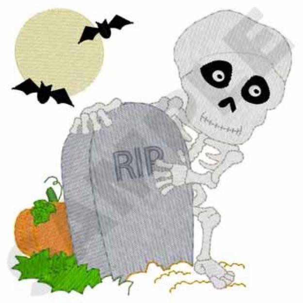 Picture of Skeleton In Graveyard Machine Embroidery Design