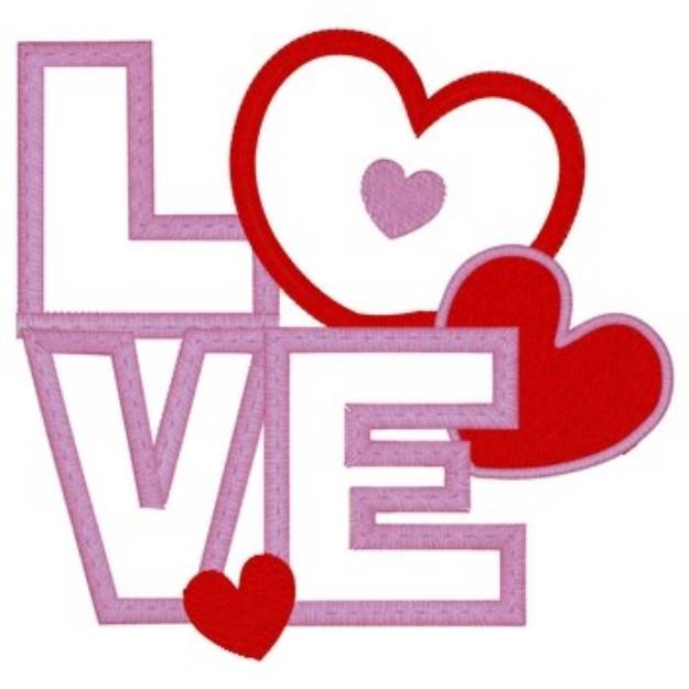 Picture of Love Hearts Applique Machine Embroidery Design